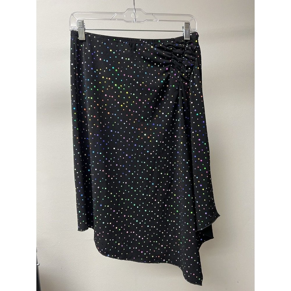 Just In Time USA Vintage Black asymmetrical Holographic Polka Dot Skirt Large